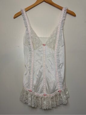 Y2K Bridgerton Cottagecore Inner Most Slip Lace Nightgown Women S White